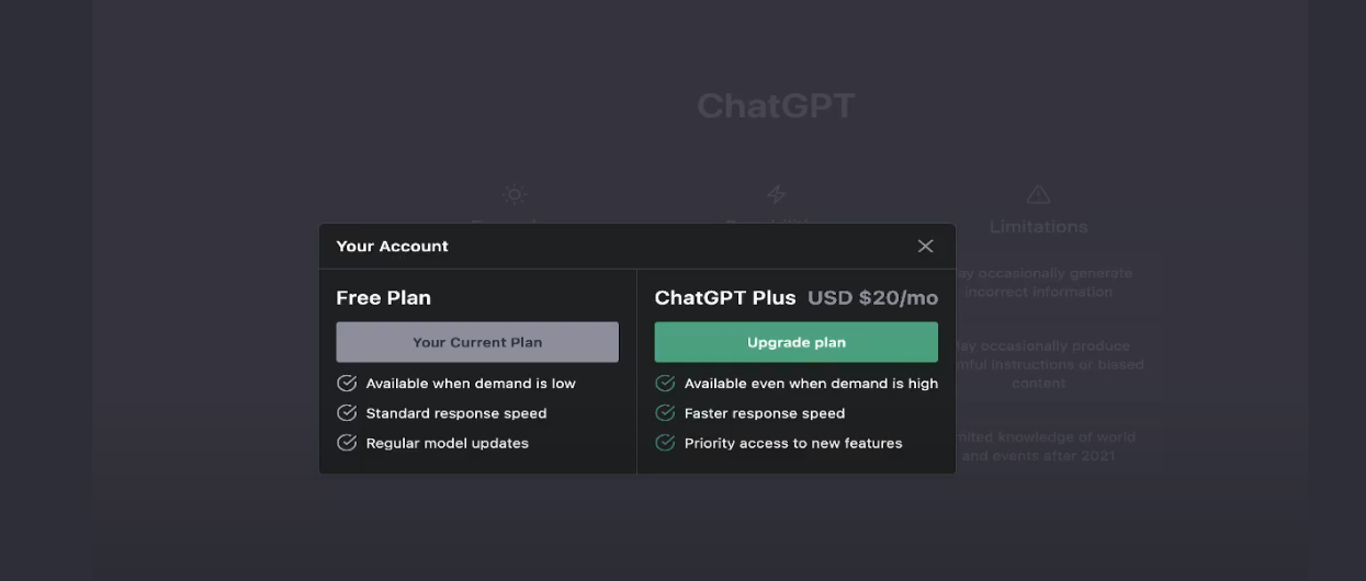 ChatGPT Plus upgrade plan