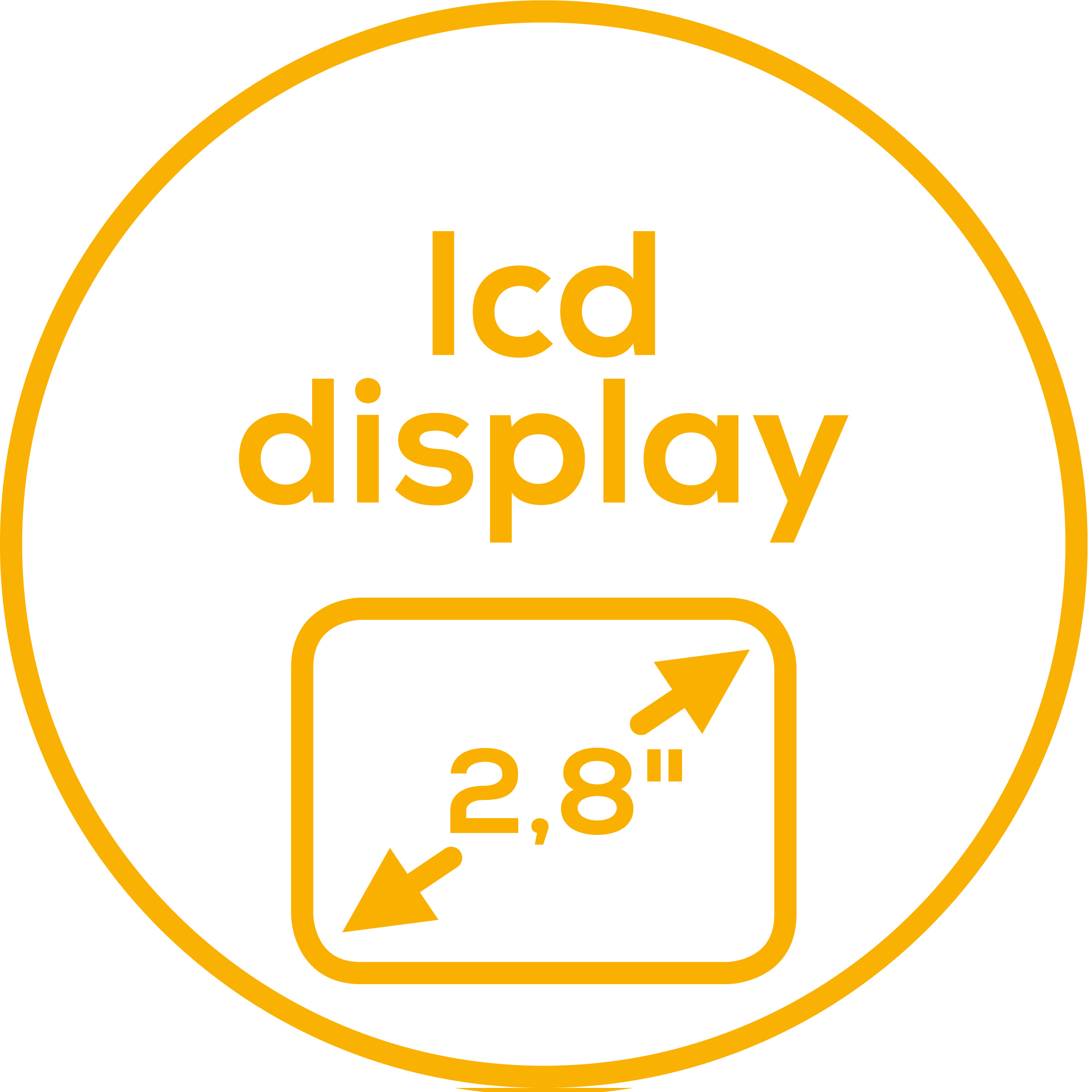 LCD display Extra-large, colour 2.8" LCD display