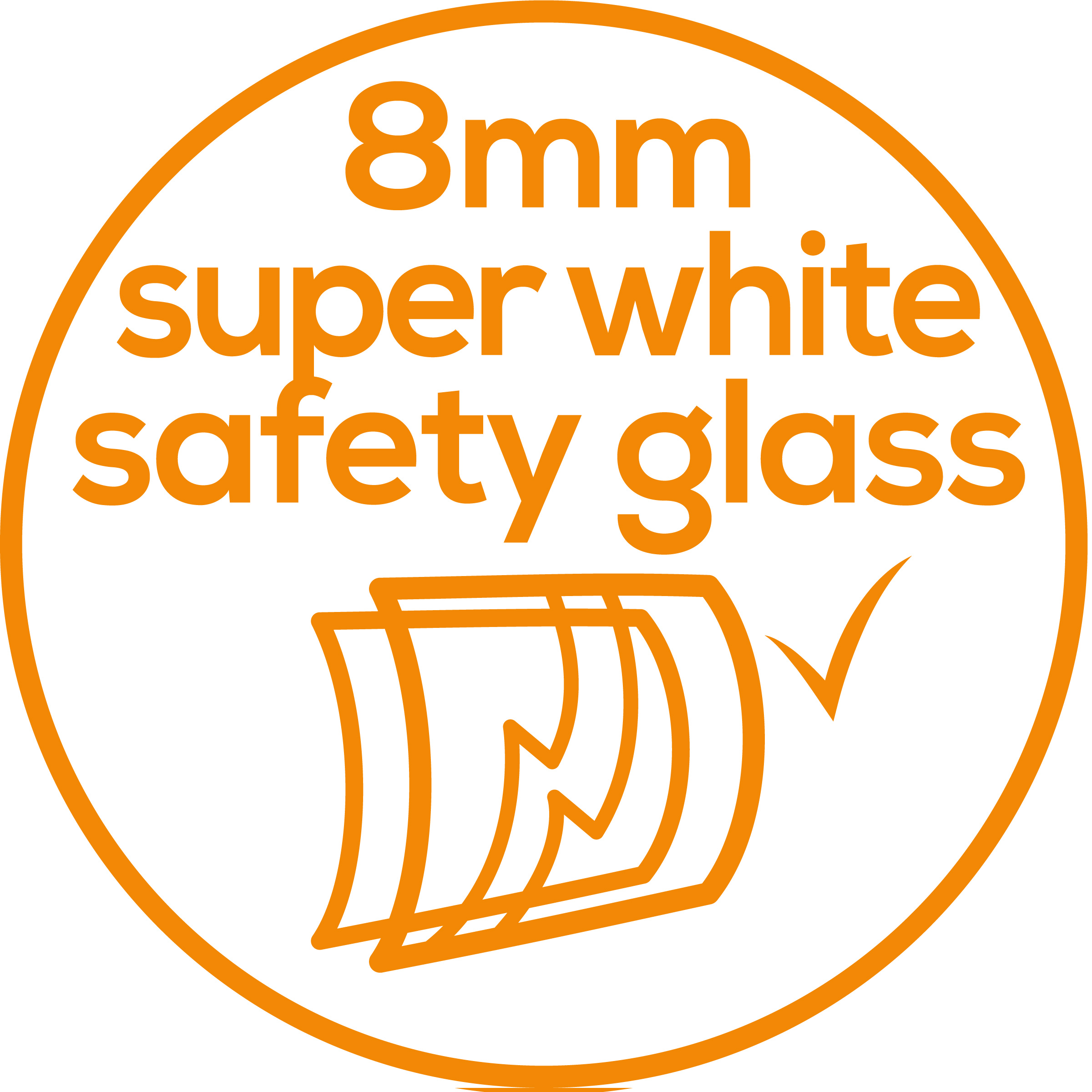 Safety glass Particularly large standing surface made of super-white 8 mm safety glass.