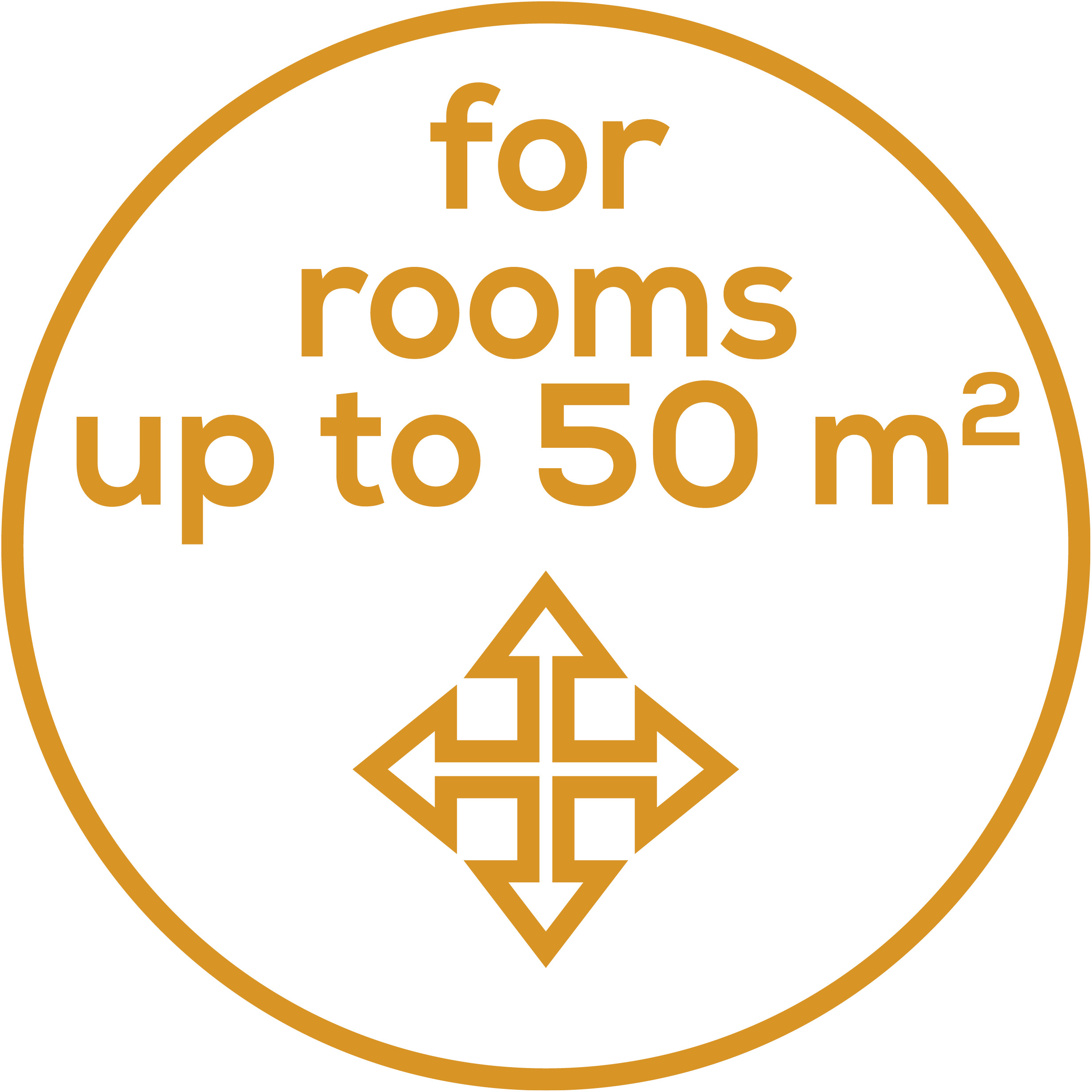 Room size Suitable for rooms up to 50 m&sup2;
