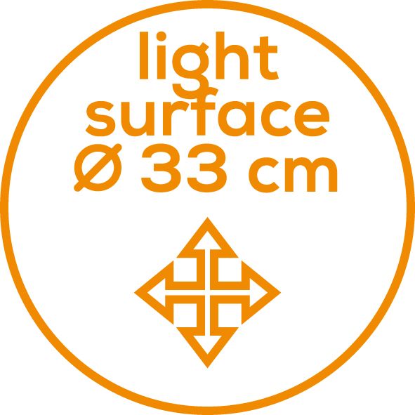 Large illumination surface 33 cm diameter